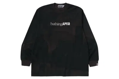 Pre-owned Bape Overprint Logo Relaxed Fit L/s Tee Black