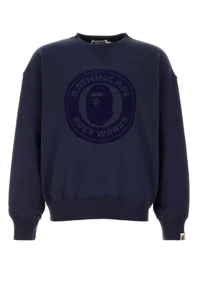 Bape Oversize Cotton Sweatshirt In Blue