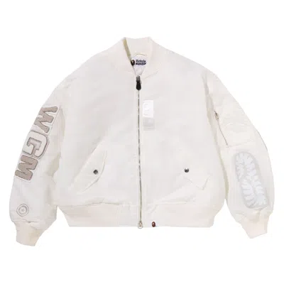 Pre-owned Bape Oversized Shark Ma-1 Jacket 'white' | Women's Size S