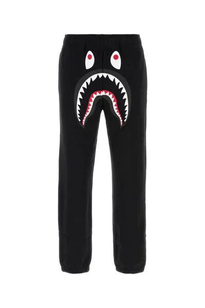 Bape Black Cotton Shark Joggers In Animal Print