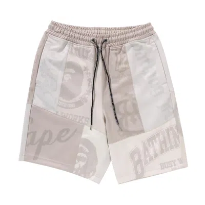 Pre-owned Bape Patchwork Basketball Shorts 'ivory' In White