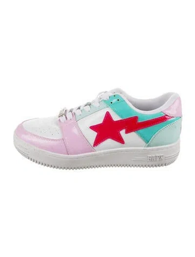 Pre-owned Bape Patent Leather Graphic Print Sneakers In Pink