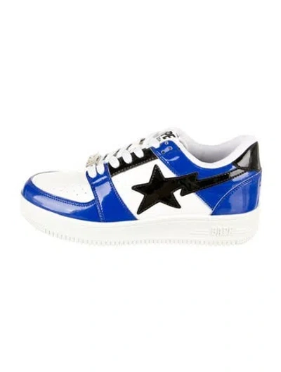 Pre-owned Bape Patent Leather Printed Athletic Sneakers In White