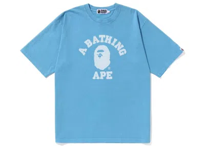 Pre-owned Bape Pigment Dyed College Relaxed Fit Tee Shirt In Sax