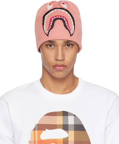 Bape Pink 2nd Shark Knit Beanie In Pnk-pink