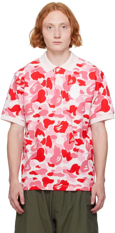 Bape Pink Abc Camo Large Ape Head Polo