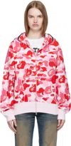 Bape Pink Abc Camo Shark Full Zip Hoodie In Pink