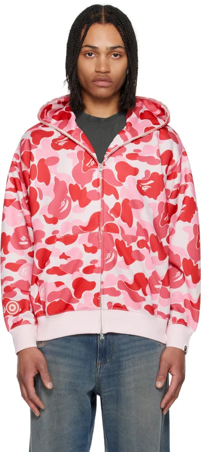 Bape Pink Abc Camo Shark Full Zip Hoodie In Pnk-pink