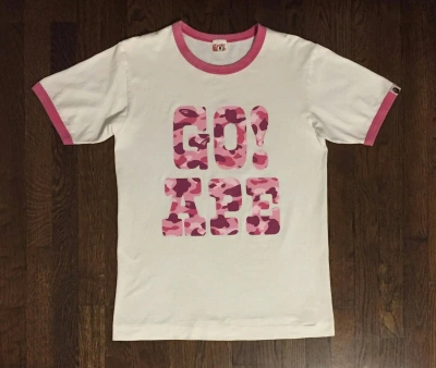 Pre-owned Bape Pink Camo Tee Shirt In White