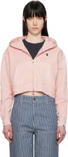 Bape Pink Pigment Dyed One Point Cropped Zip Hoodie In Pink