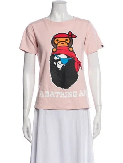 Pre-owned Bape Pirate Milo On Ape Head Graphic Print T-shirt In Pink