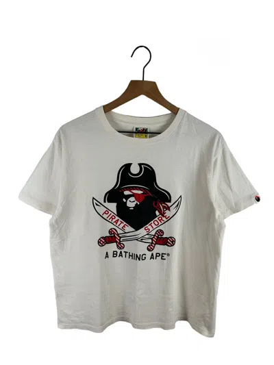 Pre-owned Bape Pirates Head Logo Print T-shirt In White