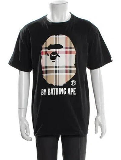 Pre-owned Bape Plaid Ape Head Plaid Print T-shirt In Black