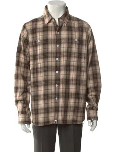Pre-owned Bape Plaid Print Long Sleeve Shirt In Neutral