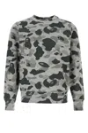 Bape Heather Gray Camo Ape Head One Point Crewneck Swea In Gray