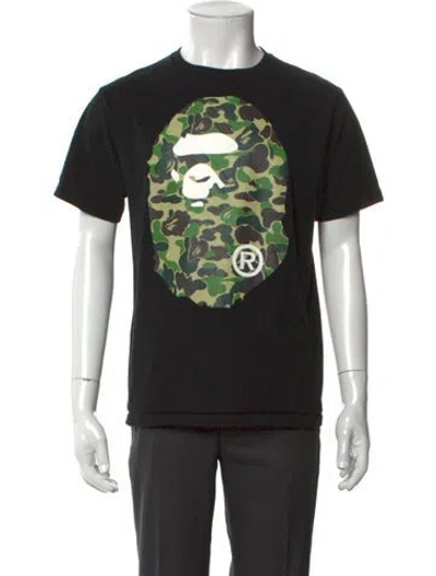 Pre-owned Bape Printed Crew Neck T-shirt In Black