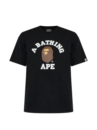 Bape Printed Crew Neck T-shirt For Men In Black