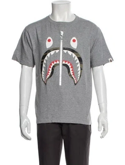 Pre-owned Bape Printed Crew Neck T-shirt In Gray