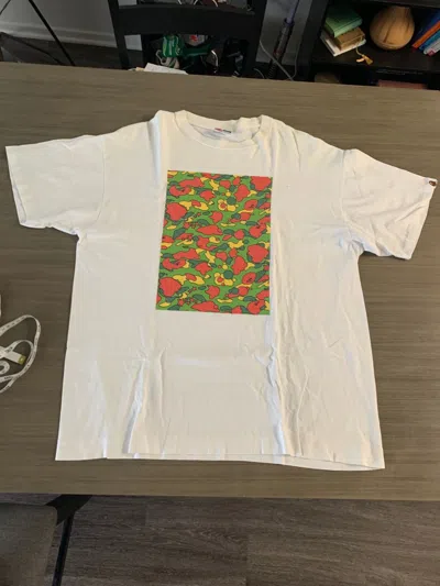 Pre-owned Bape Psyche Camo Tee In White
