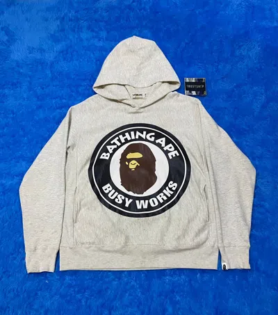 Pre-owned Bape Pullover Hoodie Big Logo In Grey