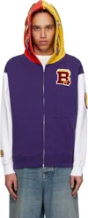 Bape Purple & White Shark Full Zip Hoodie In Navy
