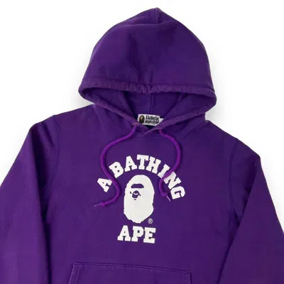 Pre-owned Bape Purple College Logo Hoodie