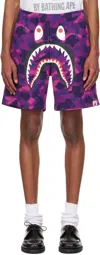 BAPE PURPLE COLOR CAMO SHARK SWEAT SHORTS