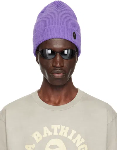 Bape Purple One Point Knit Beanie