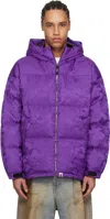 Bape Purple Solid Camo Jacquard Down Jacket In Purple