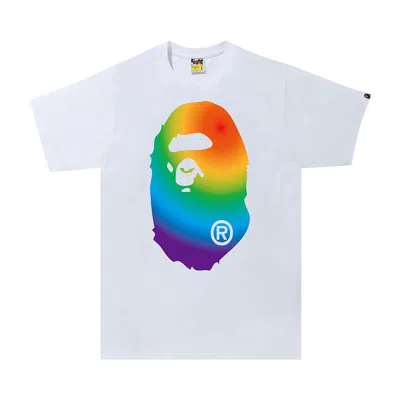 Pre-owned Bape Rainbow Big Ape Head Tee 'white' | Men's Size Xxl