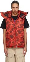 Bape Red Color Camo Down Vest In Red