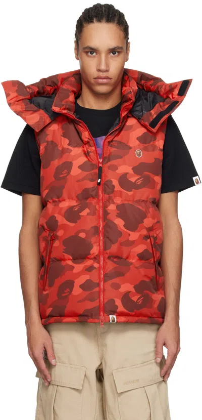 Bape Red Color Camo Down Vest