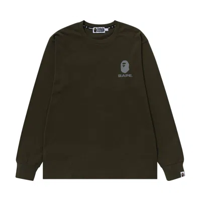 Pre-owned Bape Reflective Print Long-sleeve Tee 'olive Drab' In Green
