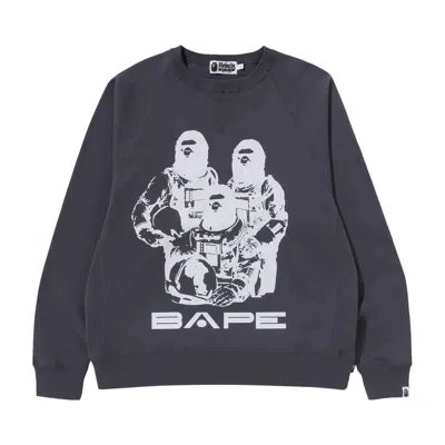 Pre-owned Bape Relaxed Fit Crewneck 'charcoal' In Black