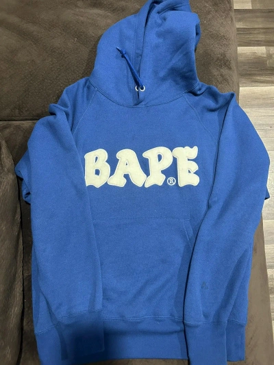 Pre-owned Bape Relaxed Pullover Hoodie In Blue