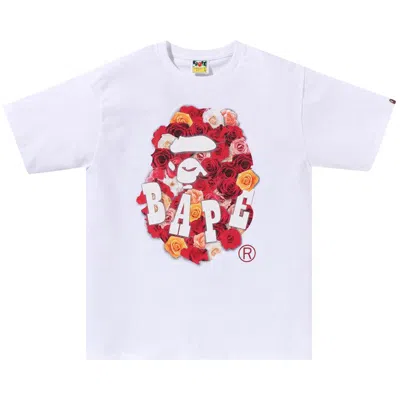 Pre-owned Bape Rose Ape Head Tee 'white' | Men's Size M