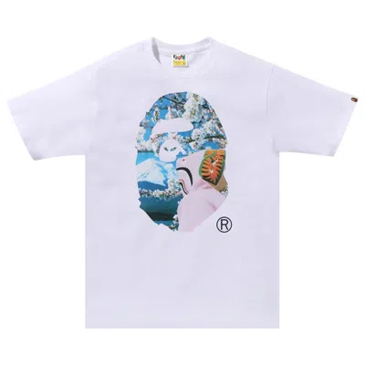 Pre-owned Bape Sakura Ape Head Photo Tee #1 'white'