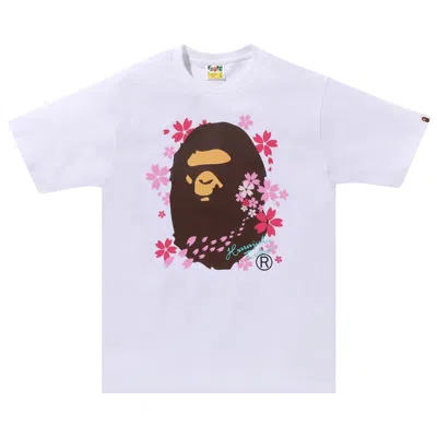 Pre-owned Bape Sakura Ape Head Tee 'white' | Men's Size L