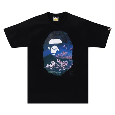 Pre-owned Bape Sakura Photo Ape Head Tee #2 'black'