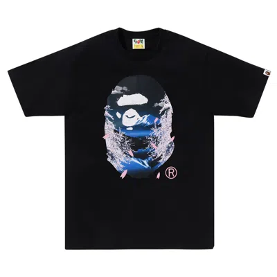 Pre-owned Bape Sakura Photo Ape Head Tee 'black' | Men's Size S