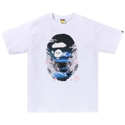 Pre-owned Bape Sakura Photo Ape Head Tee 'white' | Men's Size L