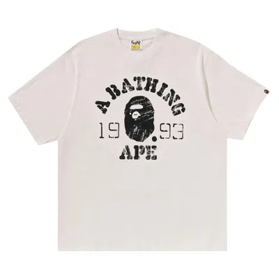Pre-owned Bape Screen Print College Relaxed Fit Tee 'ivory' | Cream | Men's Size Xxl In White