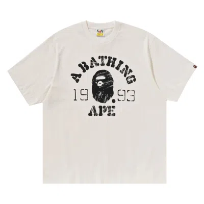 Pre-owned Bape Screen Print College Relaxed Fit Tee 'white/ivory' | Men's Size Xxl