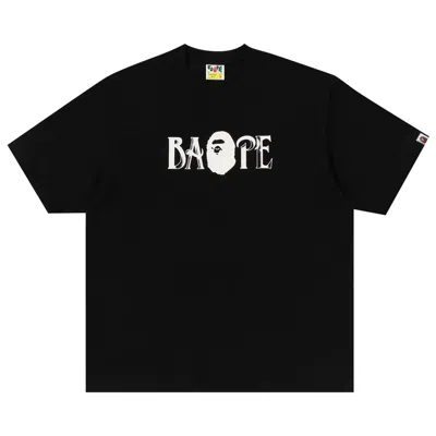 Pre-owned Bape Screen Print Logo Relaxed Fit Tee 'black' | Men's Size Xl