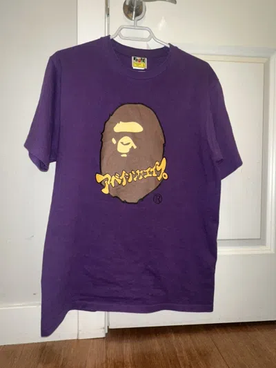 Pre-owned Bape Script Ape Head T Shirt In Purple