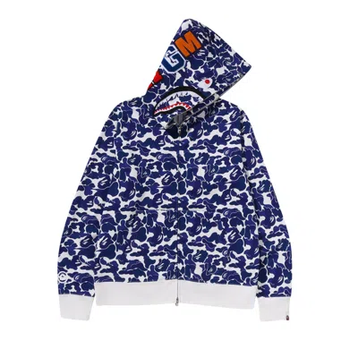 Pre-owned Bape Separate Shark Full Zip Hoodie 'blue' | Men's Size S