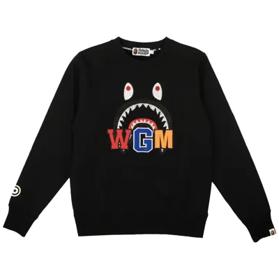 Pre-owned Bape Shark Embroidery Crewneck Sweater 'black'