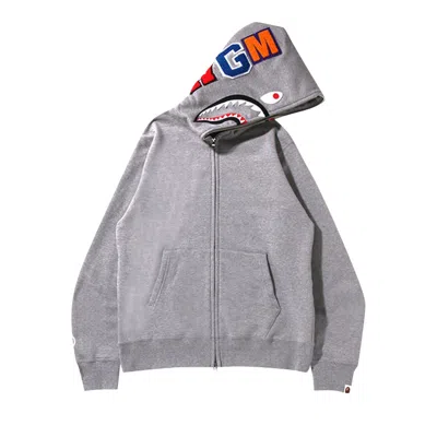 Pre-owned Bape Shark Full Zip Hoodie 'grey'