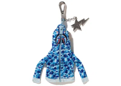 Pre-owned Bape Shark Full Zip Hoodie Keychain In Blue