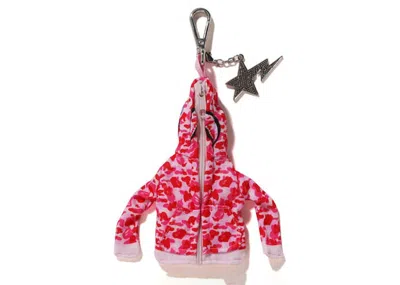 Pre-owned Bape Shark Full Zip Hoodie Keychain In Pink